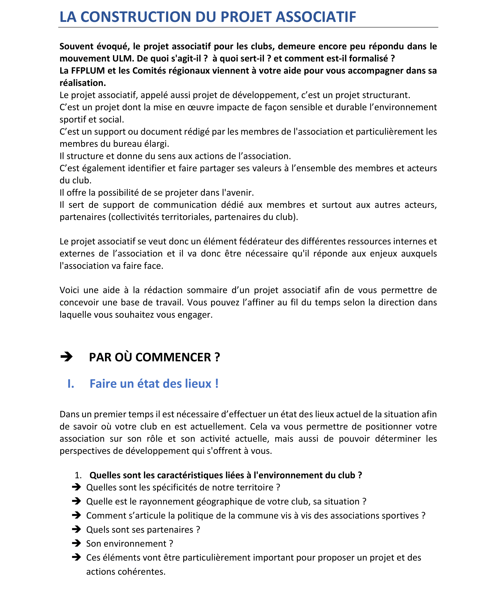 LA CONSTRUCTION DU PROJET ASSOCIATIF 1